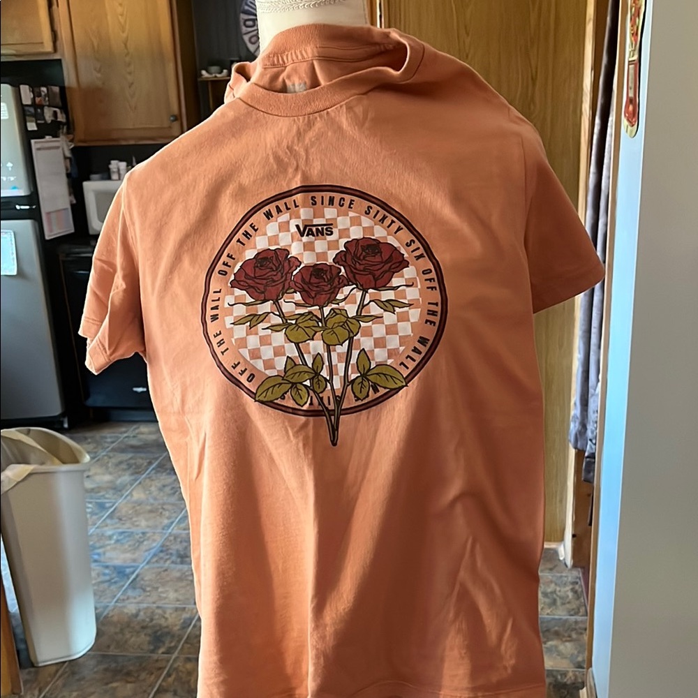 Vans Orange Short Sleeve Tee with Graphic Design